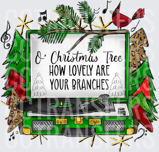 O Christmas Tree How Lovely Are Your Branches Record Player (DTF)