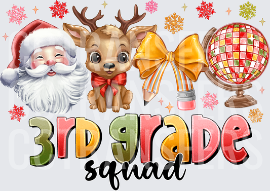 3rd Grade Squad Christmas Santa Reindeer Teacher (DTF)