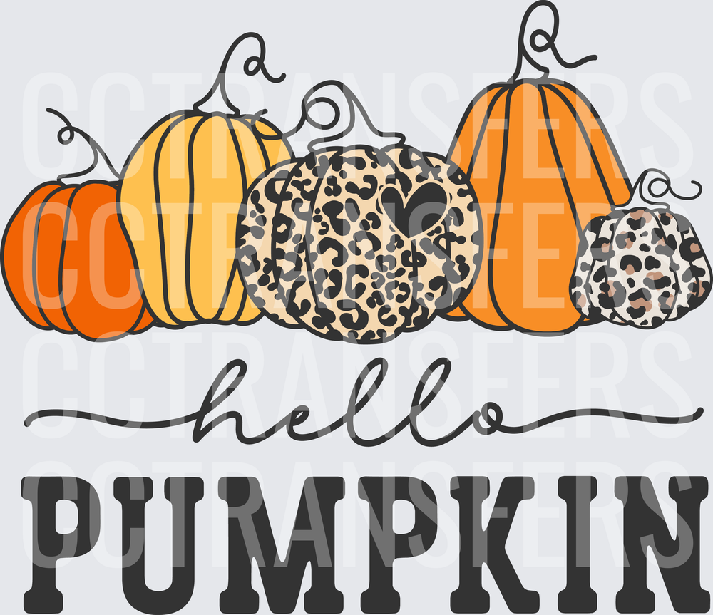 Hello Pumpkin Leopard Print Fall Pumpkins Group (DTF)