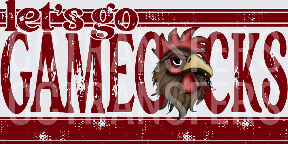 Let's Go Gamecocks Distressed Rooster Head (DTF)