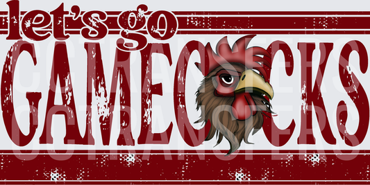 Let's Go Gamecocks Distressed Rooster Head (DTF)