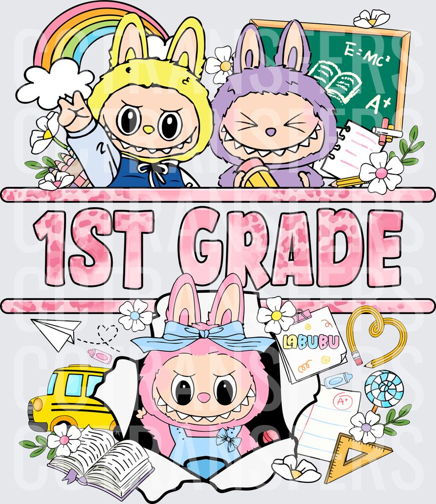 Cute Bunny Characters 1st Grade Back to School (DTF)