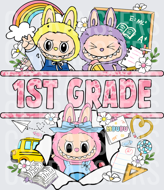 Cute Bunny Characters 1st Grade Back to School (DTF)