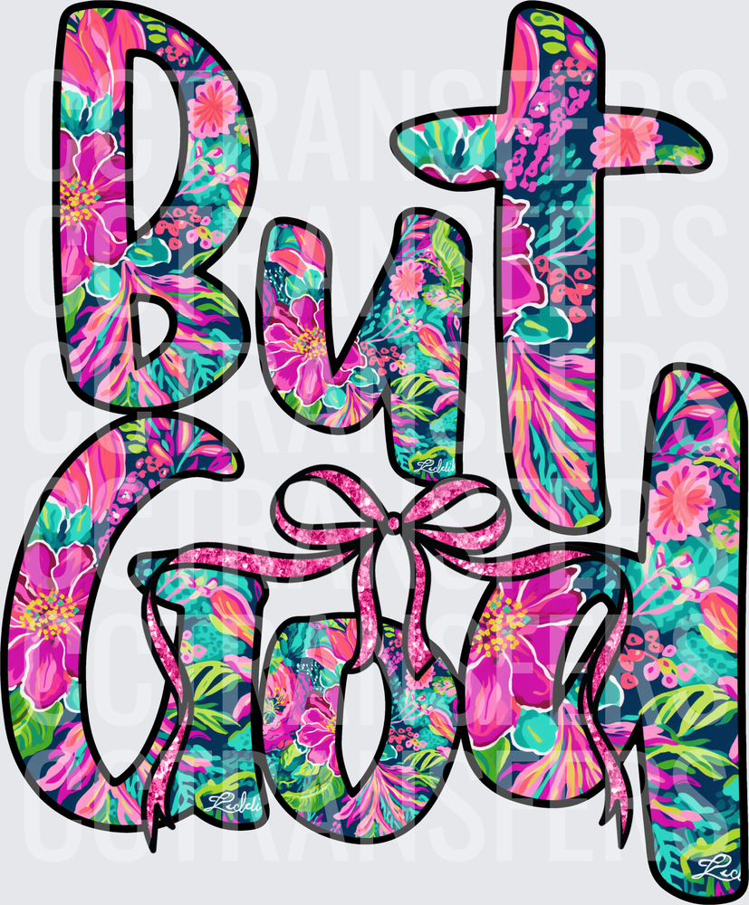 But God Floral Bow Glitter Letters (DTF)