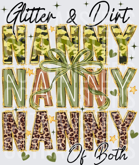 Glitter & Dirt Nanny Of Both Camo Leopard Bow (DTF)