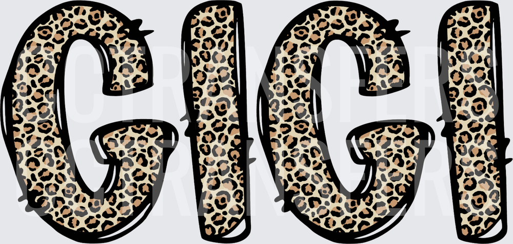 Gigi Leopard Print Bold Letter Design (DTF)