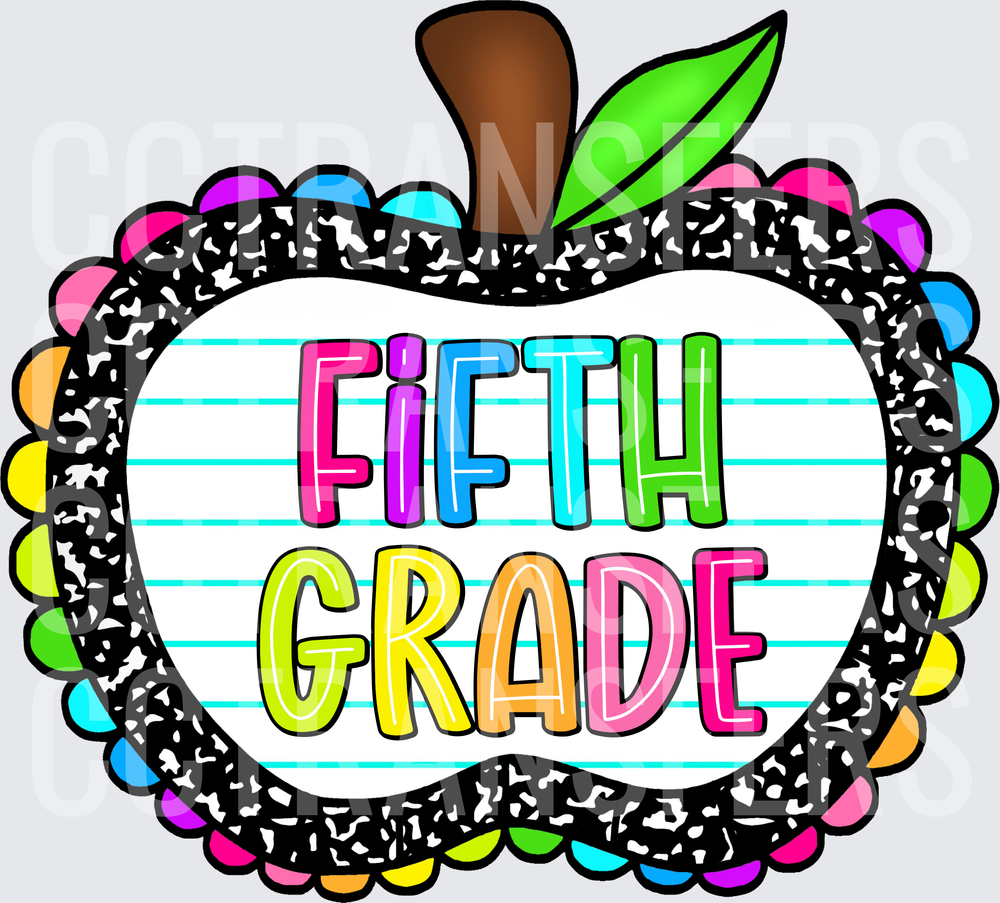 Colorful Apple Composition Notebook Fifth Grade (DTF)