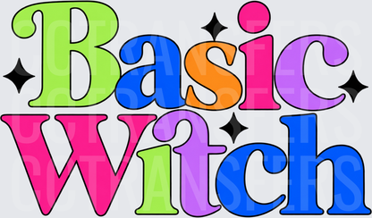 Basic Witch Bold Retro Colorful Text with Stars (DTF)