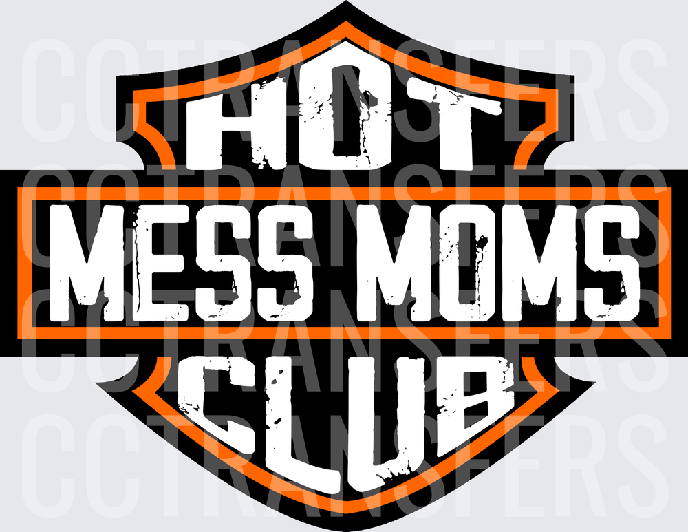 Hot Mess Moms Club Shield Badge Design (DTF)