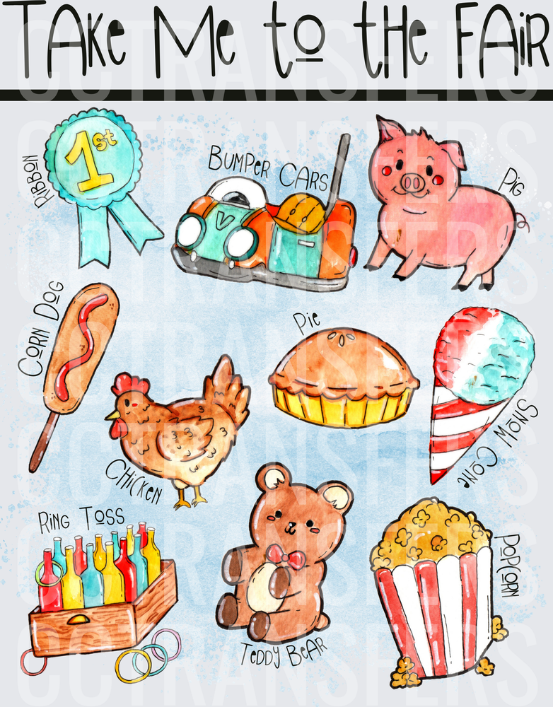 Take Me to the Fair Watercolor Icons (DTF)