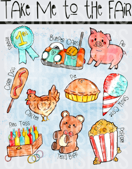 Take Me to the Fair Watercolor Icons (DTF)