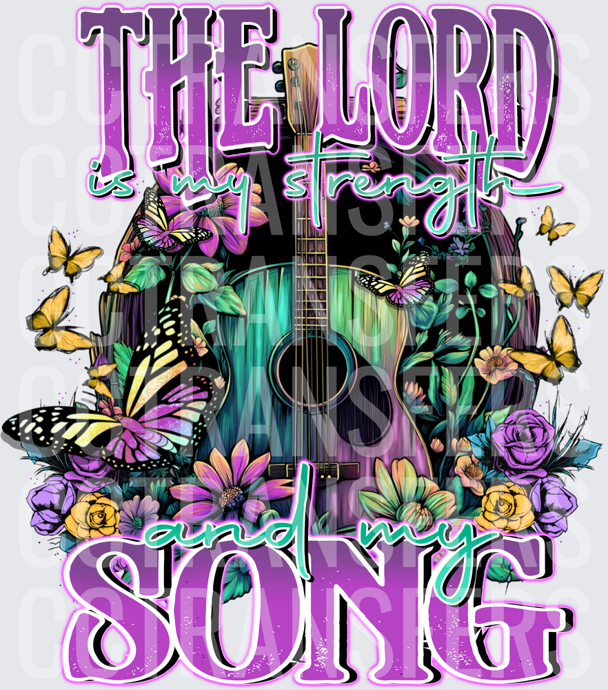The Lord Is My Strength And My Song Floral Guitar (DTF)