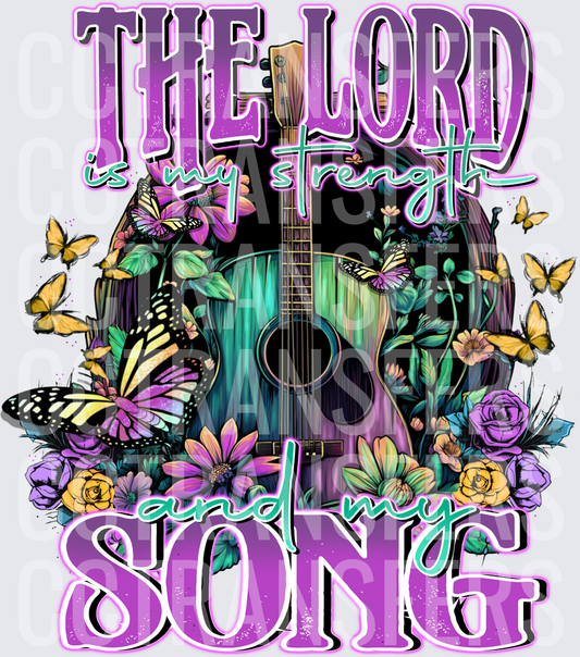 The Lord Is My Strength And My Song Floral Guitar (DTF)