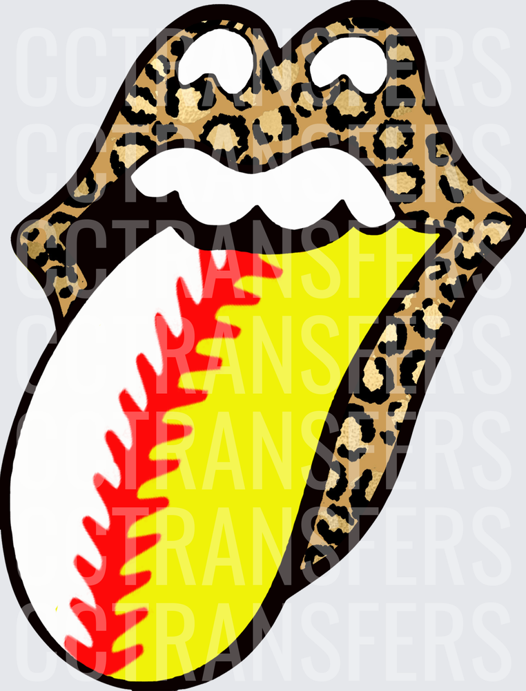Leopard Print Lips Softball Tongue (DTF)