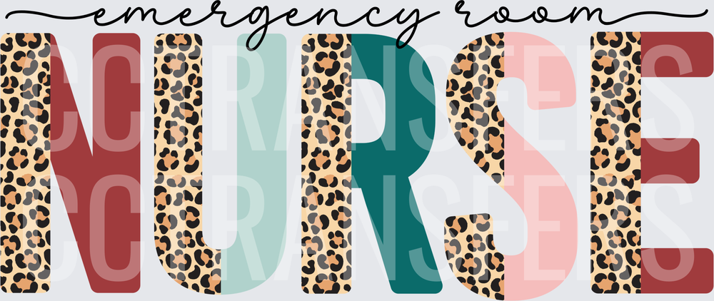 Emergency Room Nurse Leopard Print Bold Letters (DTF)