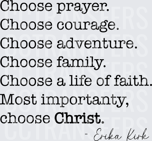 Choose Prayer Courage Adventure Family Faith Choose Christ (DTF)