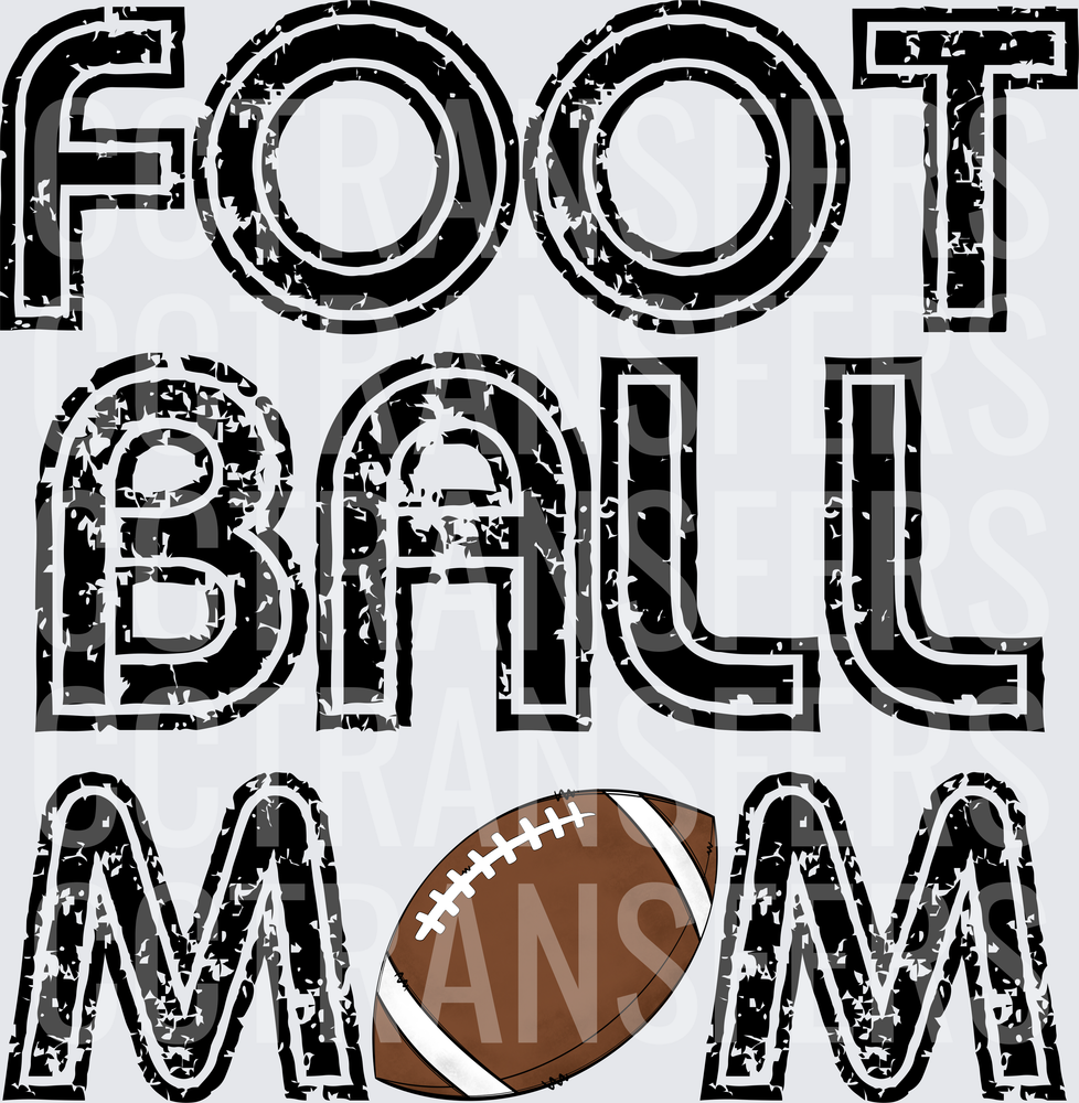 Distressed Football Mom Grunge Lettering with Ball (DTF)