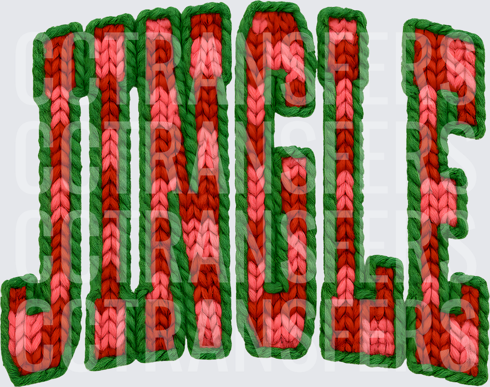 Jingle Knit Embroidery Style Christmas Text (DTF)