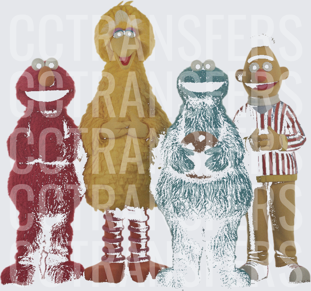 Furry Puppet Friends Group Red Yellow Teal Brown (DTF)