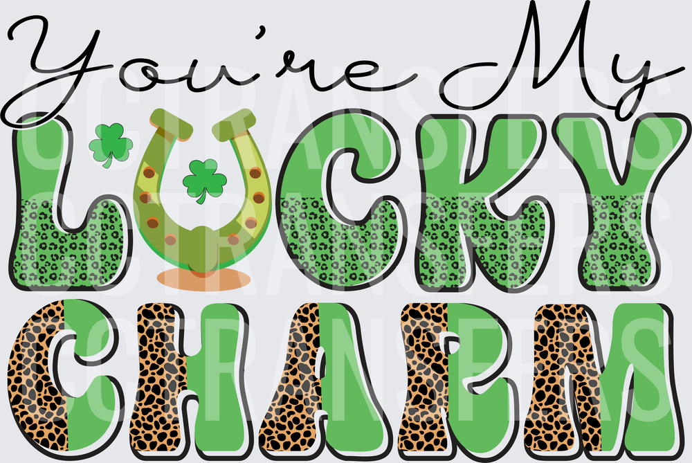 You're My Lucky Charm Leopard Print Horseshoe Shamrock (DTF)