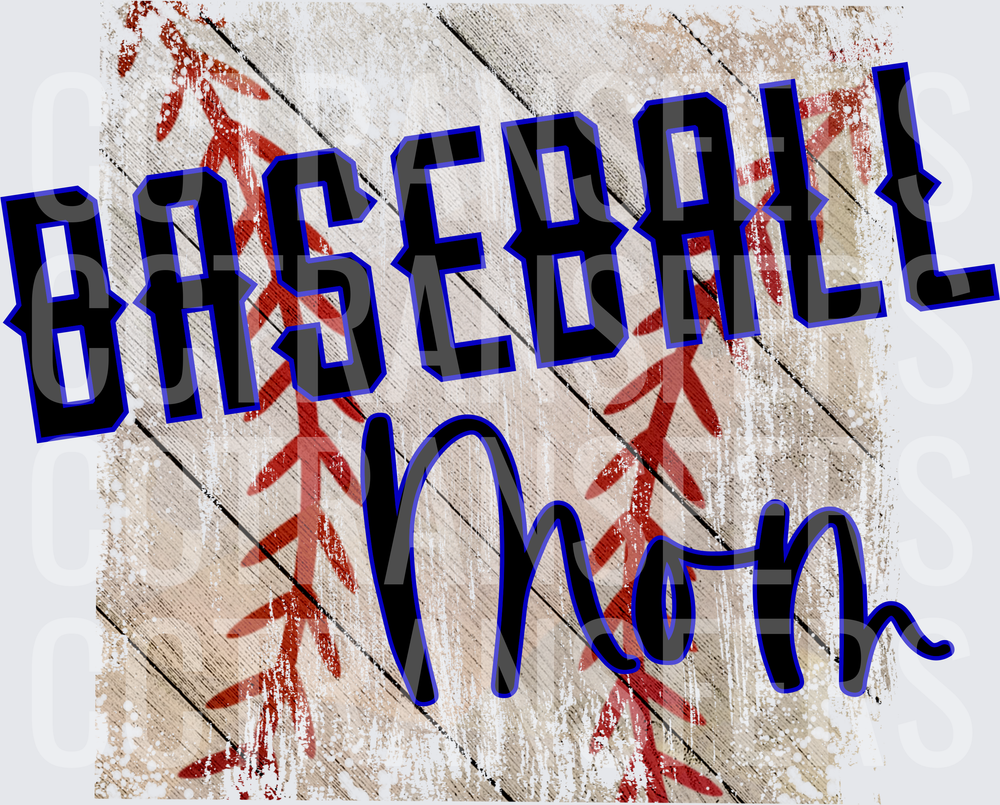 Baseball Mom Rustic Wood Grain Stitching Design (DTF)