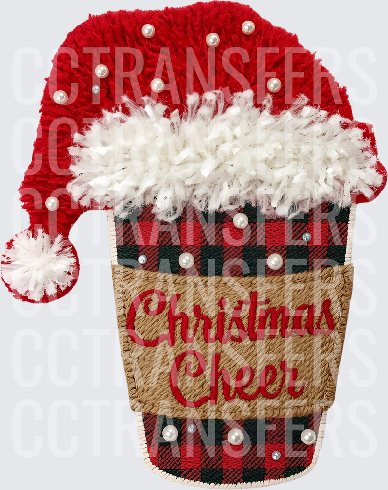 Christmas Cheer Buffalo Plaid Cup Santa Hat (DTF)