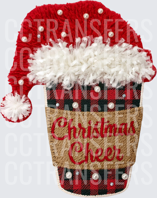 Christmas Cheer Buffalo Plaid Cup Santa Hat (DTF)