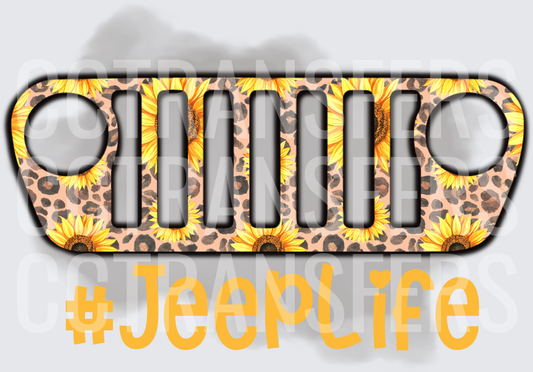 #JeepLife Sunflower Leopard Print Grille Design (DTF)