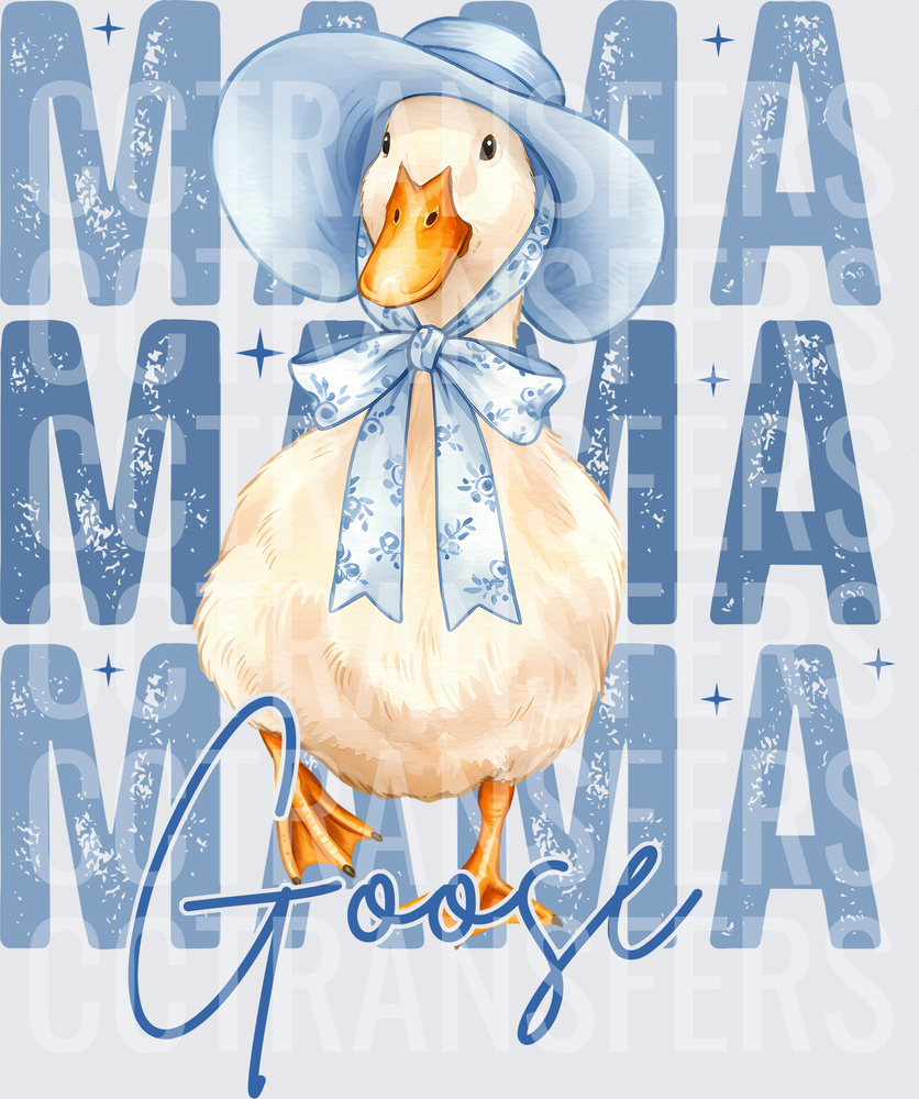 Mama Goose Stacked Text Floral Bow Duck (DTF)