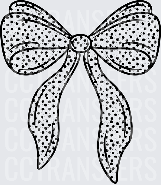 Polka Dot Ribbon Bow Black and White (DTF)
