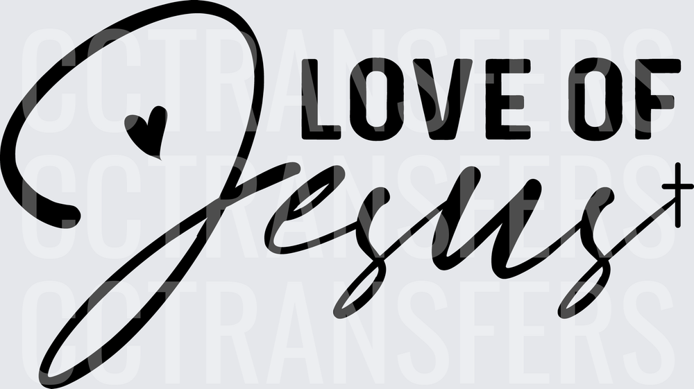 Love of Jesus Heart Cross Faith Script Design (DTF)
