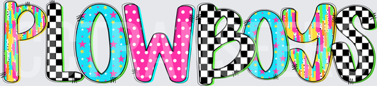 Plowboys Bold Mixed Pattern Lettering DTF