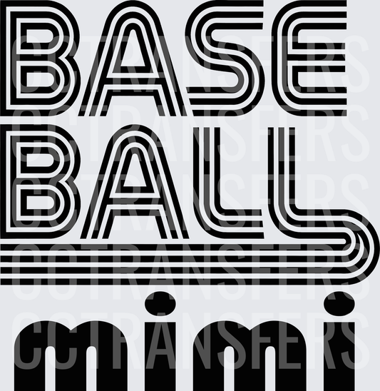 Baseball Mimi Retro Stripe Bold Typography (DTF)