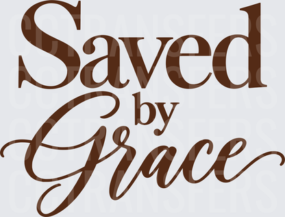 Saved by Grace Brown Script Typography DTF