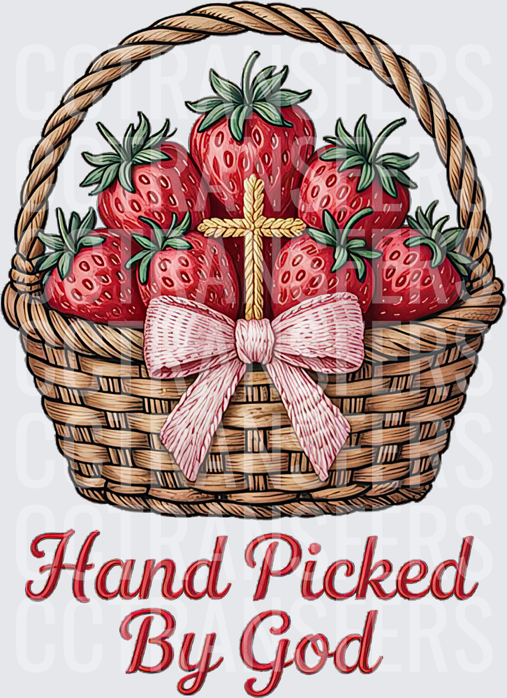 Hand Picked By God Strawberry Basket Cross (DTF)