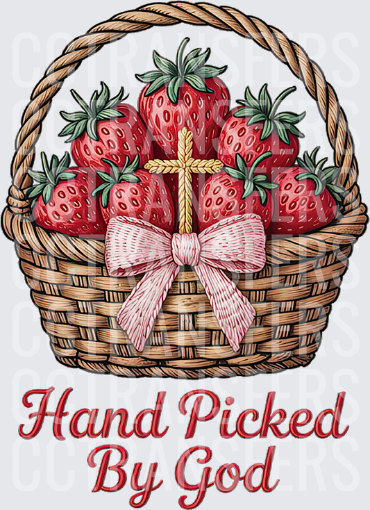 Hand Picked By God Strawberry Basket Cross (DTF)