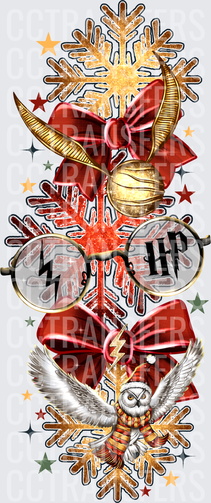 Wizard Golden Snitch Owl Snowflake Christmas Stack (DTF)