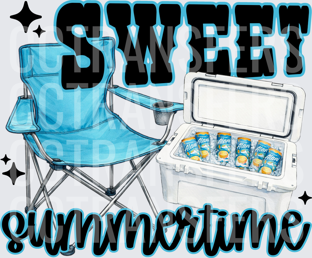 Sweet Summertime Camping Chair Cooler Energy Drinks (DTF)