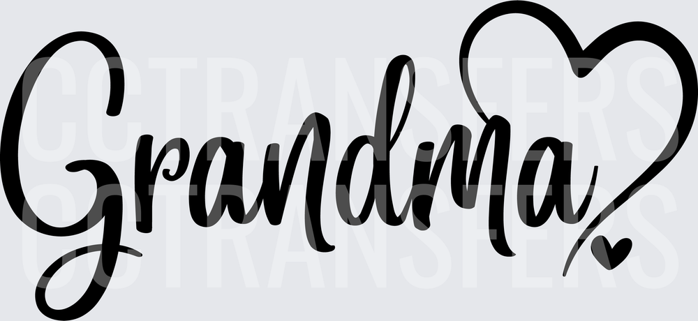 Grandma Script Lettering with Heart Outline (DTF)