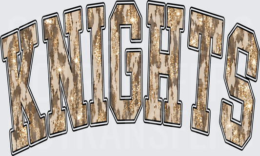 Knights Arched Varsity Glitter Cowhide Letters (DTF)