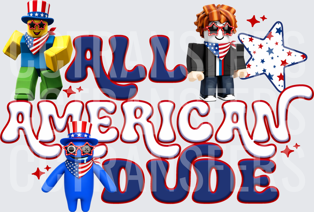 All American Dude Patriotic Block Figure Characters (DTF)