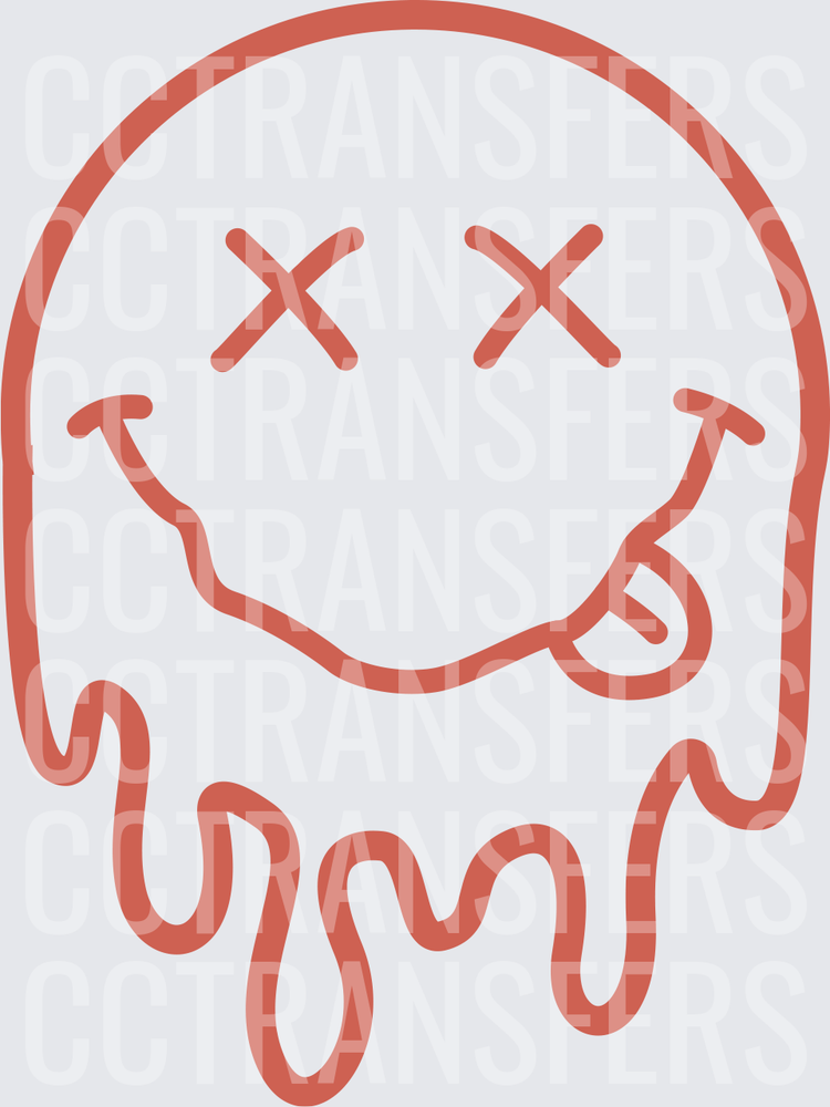 Melting X-Eye Smiley Face Tongue Out Drip (DTF)