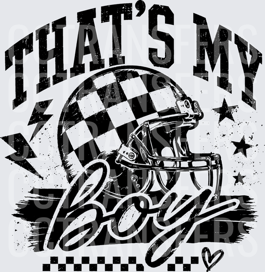 That's My Boy Checkered Football Helmet Stars (DTF)