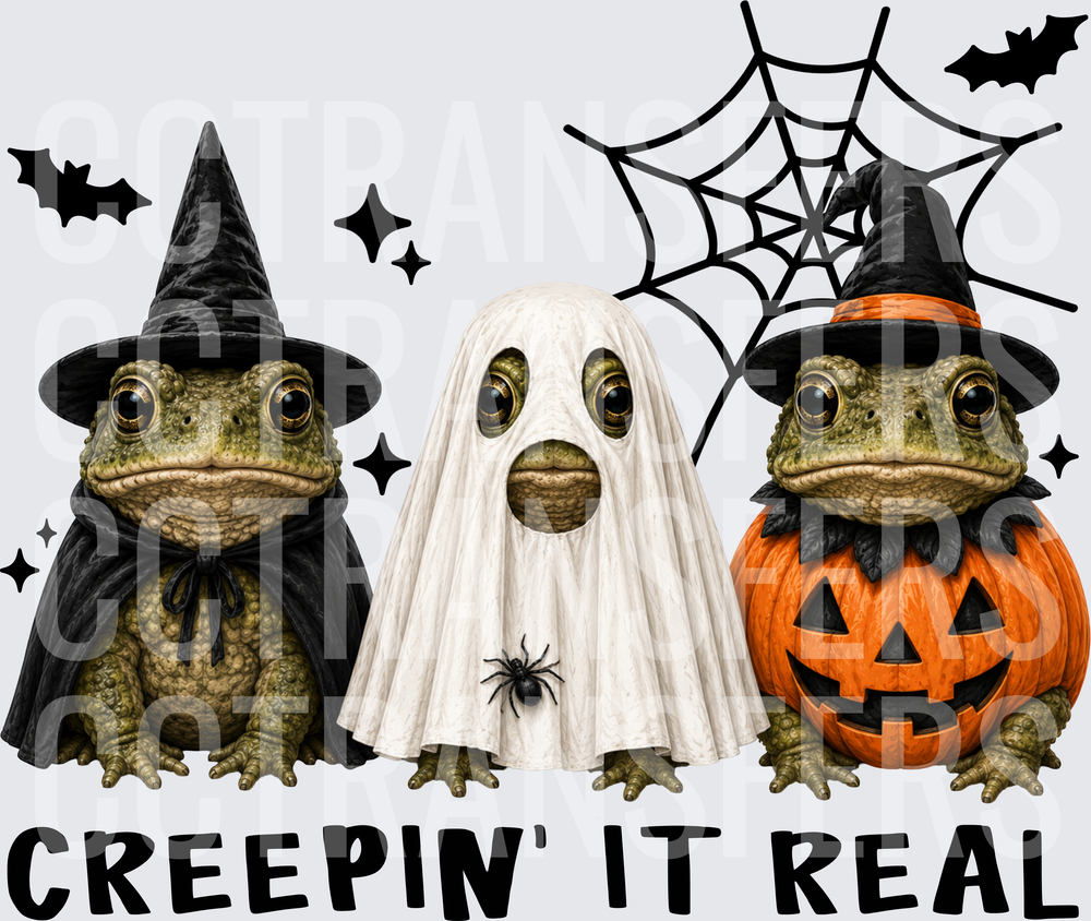 Creepin It Real Halloween Frogs Witch Ghost Pumpkin (DTF)