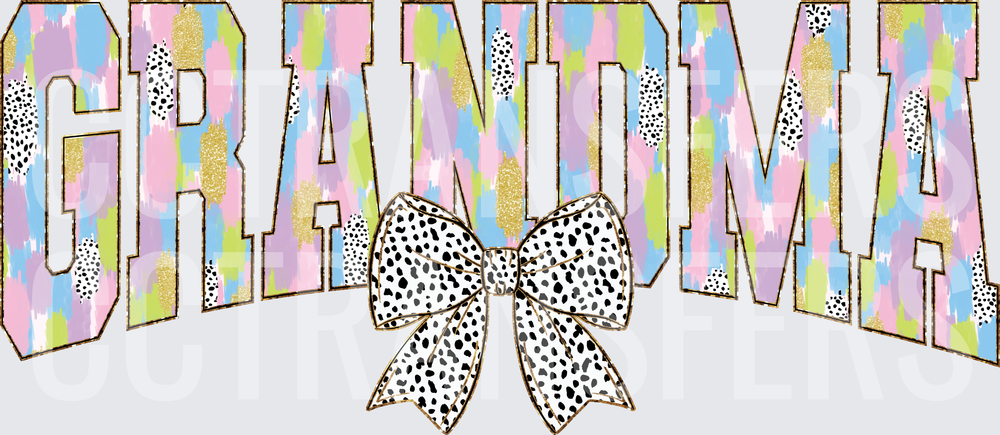 Grandma Varsity Letters Pastel Dalmatian Bow (DTF)