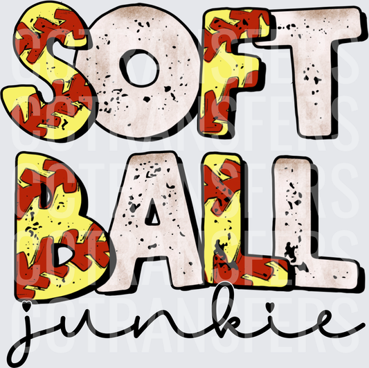 Softball Junkie Distressed Letter Design (DTF)