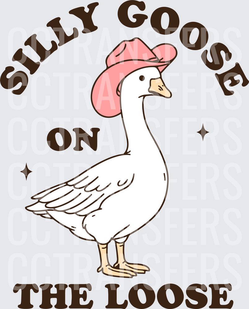 Silly Goose On The Loose Cowboy Hat White Goose (DTF)