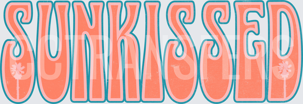 Sunkissed Retro Groovy Text with Palm Trees (DTF)