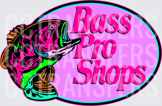 Neon Pink Bass Pro Shops Oval Logo Fish Design (DTF)