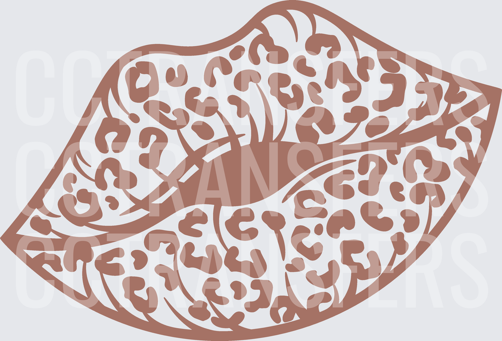 Mauve Leopard Print Lips Kiss (DTF)